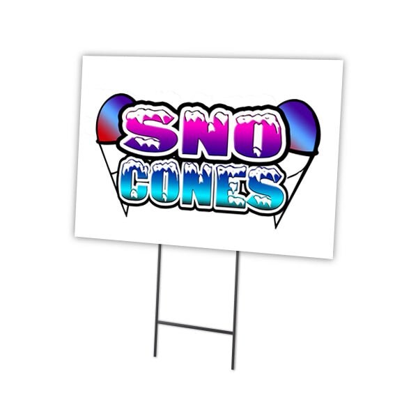 Sno Cones Yard Sign & Stake outdoor plastic coroplast window, C-1824 Sno Cones